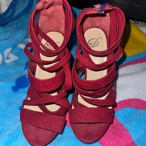 Elegant Red Strappy Women's Heels